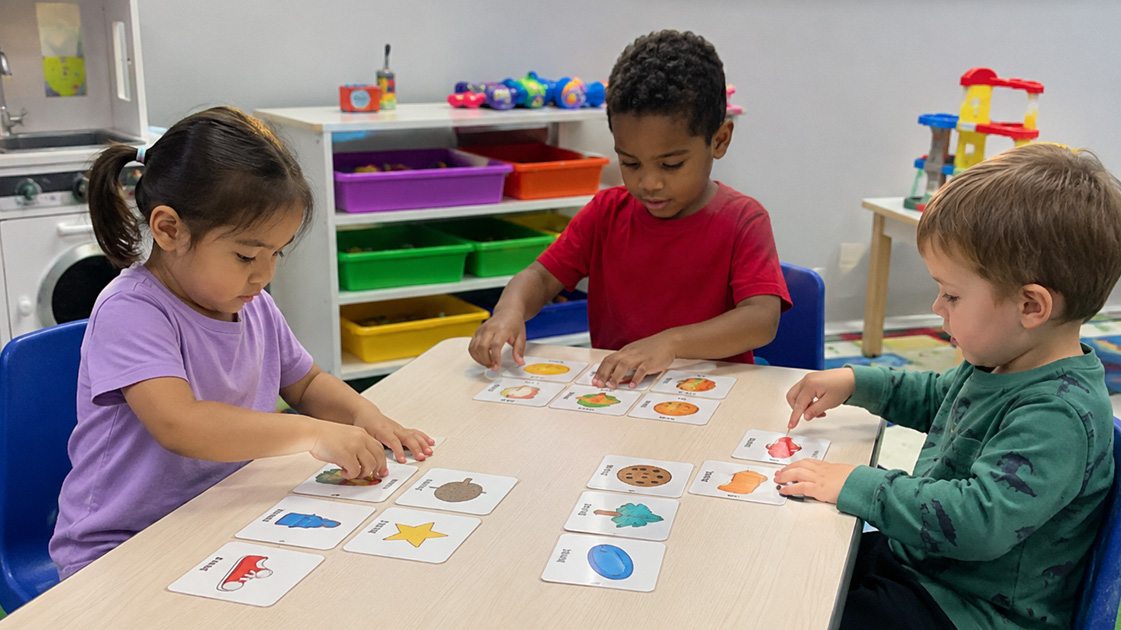 Children practicing functional play and social skills in an ABA therapy setting